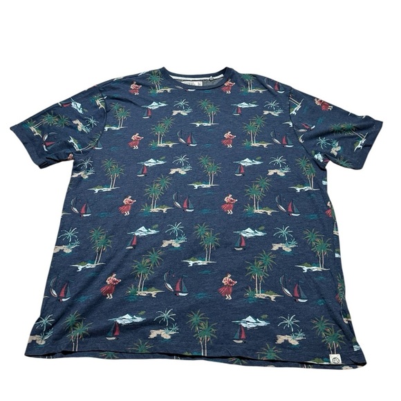 Free Planet Other - Free Planet Navy Blue Tropical Print T-Shirt Men’s Size 2X Short Sleeve
